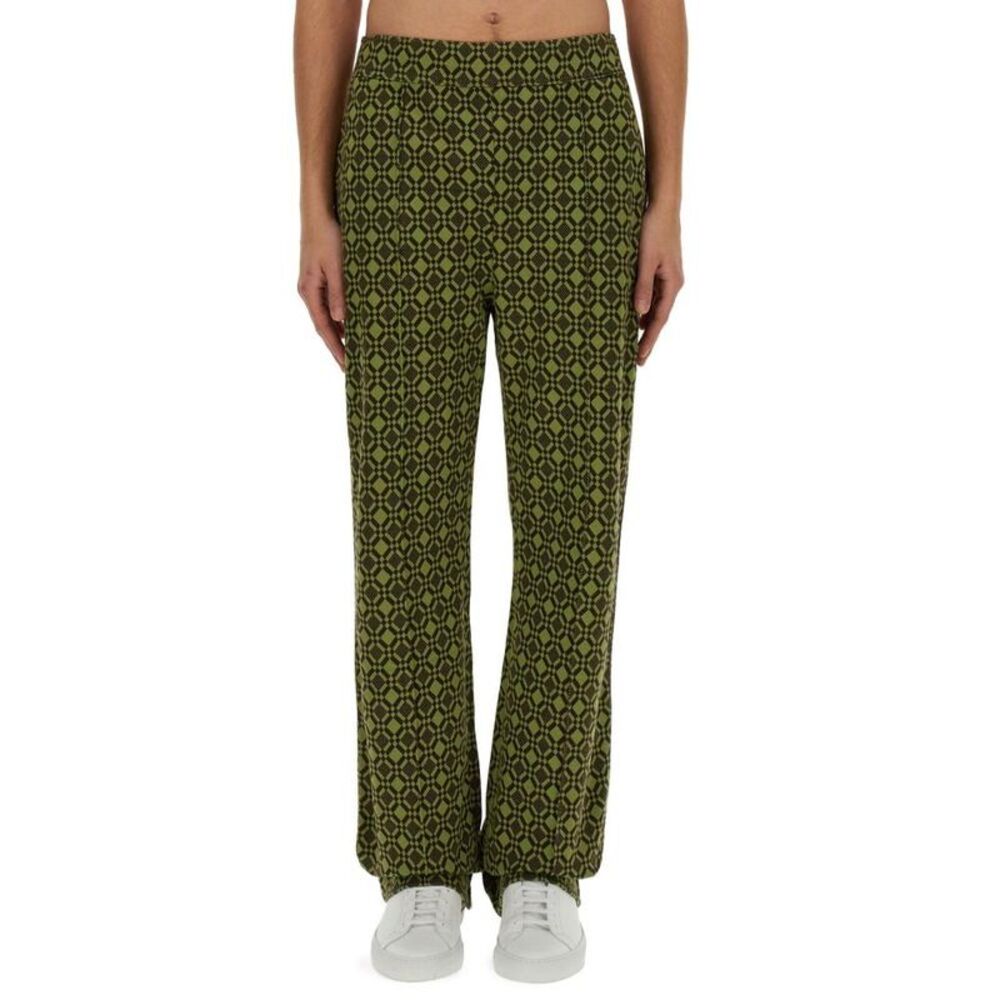 WALES BONNER Geometric Print Wide-Leg Trousers Men GREEN Pants